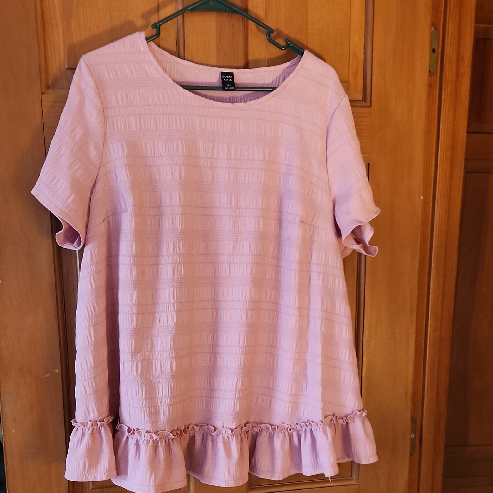 EMERY ROSE Dusty Pink Ruffle Hem Blouse